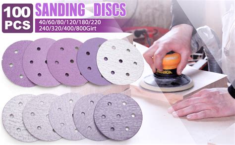 Lotfancy 3 Inch 7 Hole Sanding Discs 100pcs 40 60 80 120 180 220 240