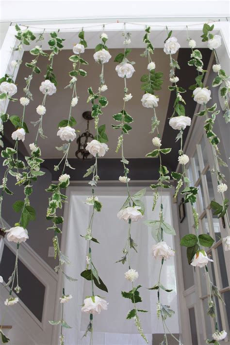 White Flower Garland Wedding Ceremony Backdrop Hanging Flower Backdrop