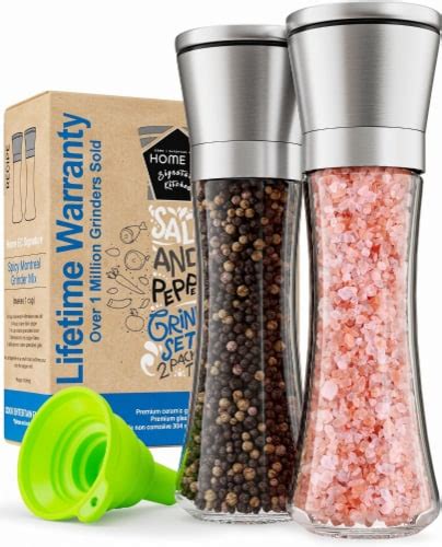 Home Ec Adjustable Stainless Steel Sea Salt And Pepper Grinder 2 Pack