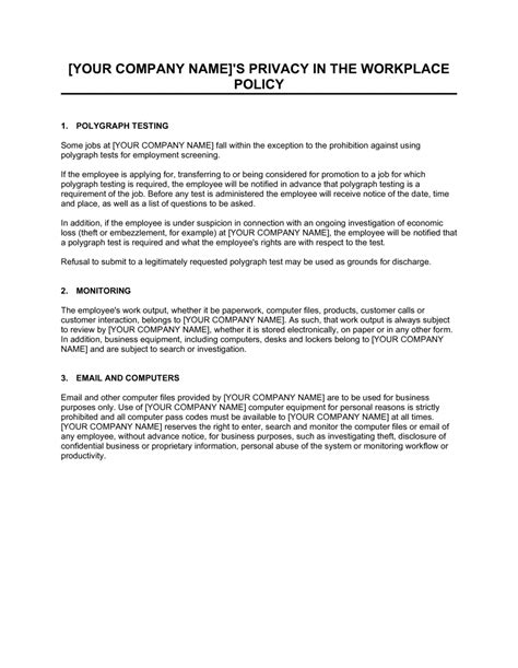 Employee Privacy Policy Template