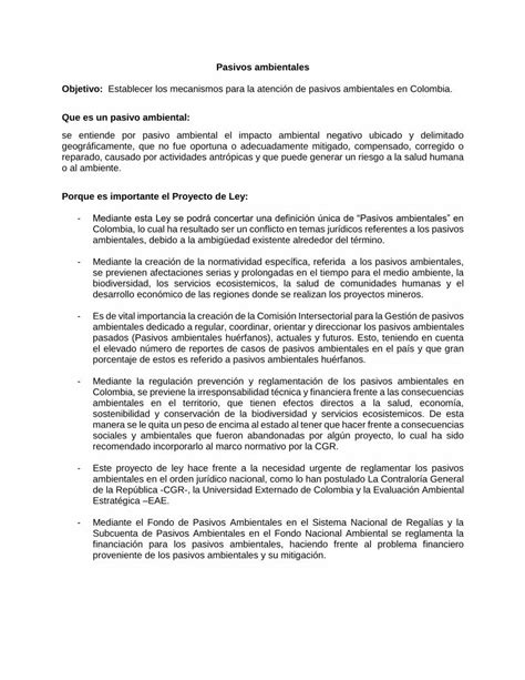 Pdf Pasivos Ambientales Objetivo Que Es Un Pasivo Ambiental