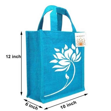 Loop Handle Open Printed Jute Carry Bags Size Dimension 12x6x10inch