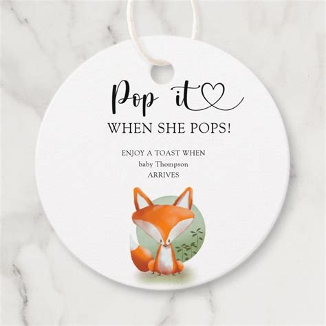 Fox Cub Pop It When She Pops Baby Shower Favor Tags Zazzle Pop