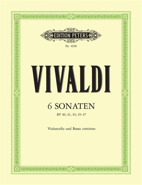 Forwoods ScoreStore Vivaldi 6 Sonatas For Cello Published By Peters