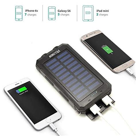 Solar Charger Yelomin 20000mah Portable Solar Power Bank For Cell Phones Dual Usb 5v Outputs