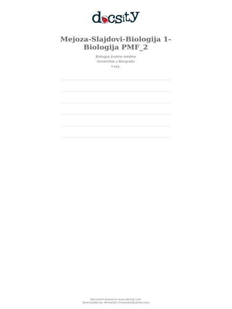 Docsity Mejoza Slajdovi Biologija 1 Biologija Pmf 2 Pdf