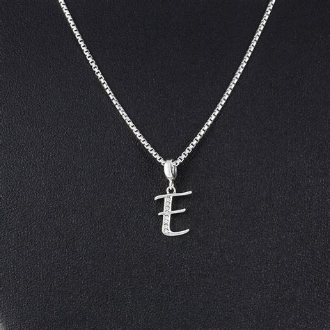 Letter E Necklace Personalized Jewelry T For Her Silver Etsy Uk