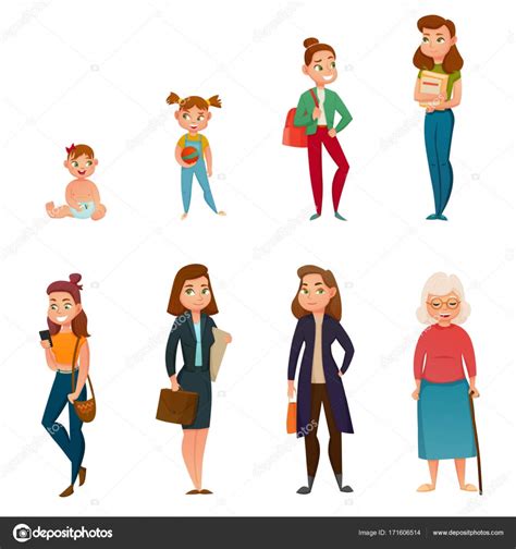 Woman Life Cycle — Stock Vector © Macrovector 171606514