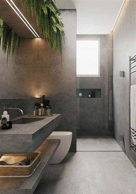 Ideas For Separating Wet Dry Bathroom Zones With Concrete Walls