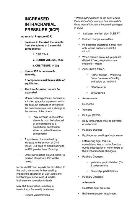 Increased Intracranial Pressure Pdf Increased Intracranial Pressure