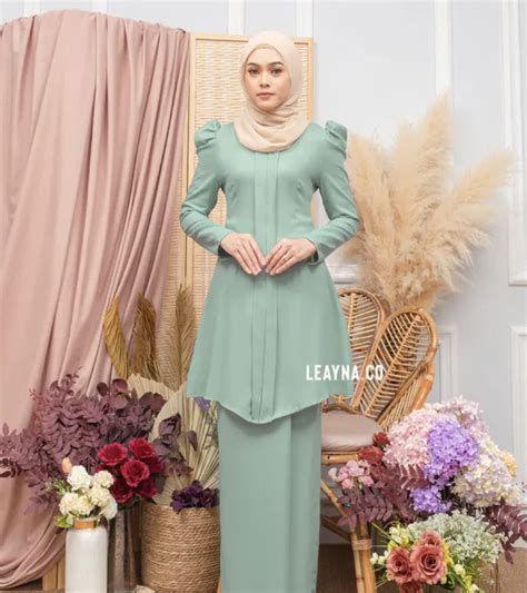 Baju Kurung Kebaya Mint Green Women S Fashion Muslimah Fashion Baju