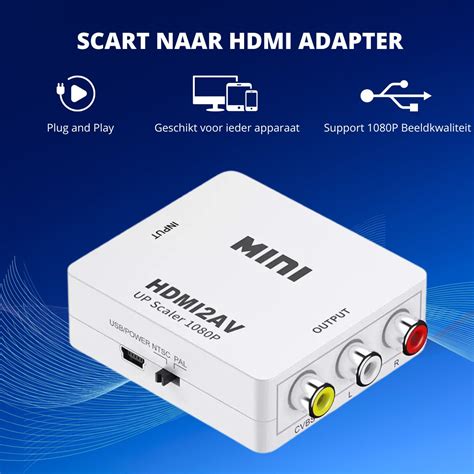 AdroitGoods Tulp AV Naar HDMI Converter RCA Naar HDMI 1080p Full HD