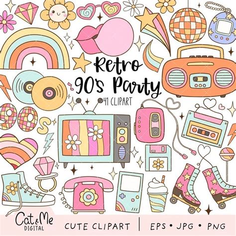 Retro 90 S Clipart 90 S Vibes Png 90 S Party Png Groovy Clipart Hippie