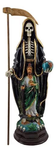 Santa Muerte Negra Con San Judas Tadeo Ritualizada 59 Cm Cuotas Sin