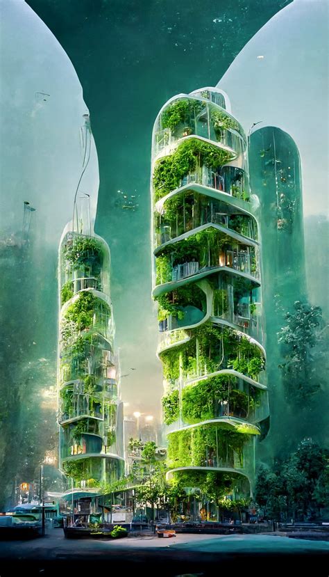 AI envisions futuristic sustainable city with biophilic skyscrapers