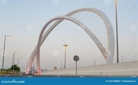 Doha Qatar May 26 2021 Al Wahda Bridge In Doha City Known As 56