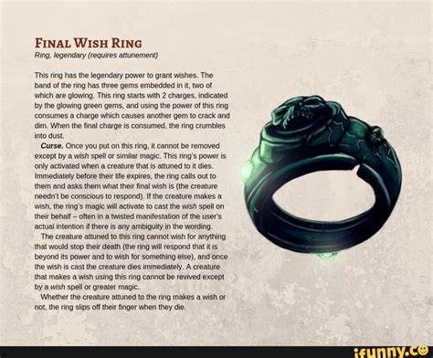 Final Wish Ring Ring Legendary Requires Attunement This Ring Has The