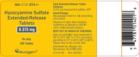 Hyoscyamine Sulfate Extended Release Tablets Pi