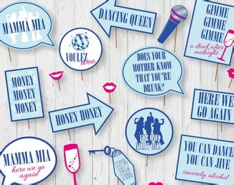 Mamma Mia Inspired Photo Booth Printable Props Mamma Mia Birthday