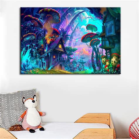 Haysvty Unframed Cartoon Forest Canvas Painting Kids Room Picture