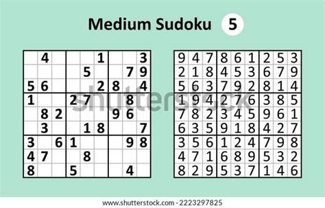 Sudoku Game Answers Medium Complexity Simple Stock Vector Royalty Free