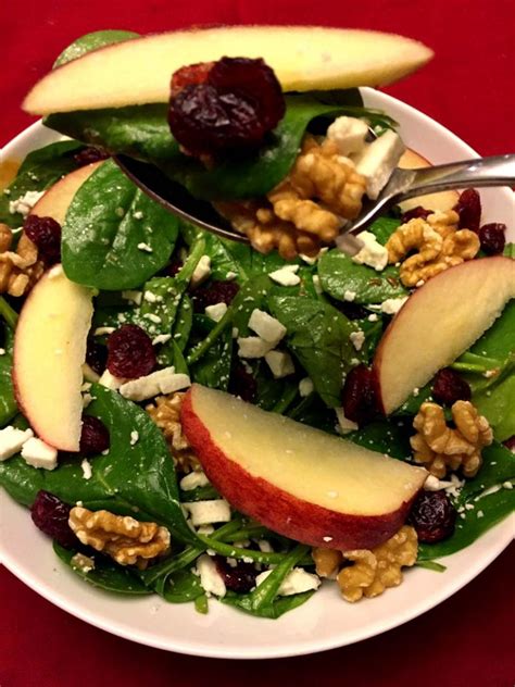 Spinach Apple Cranberry Walnut Salad Melanie Cooks