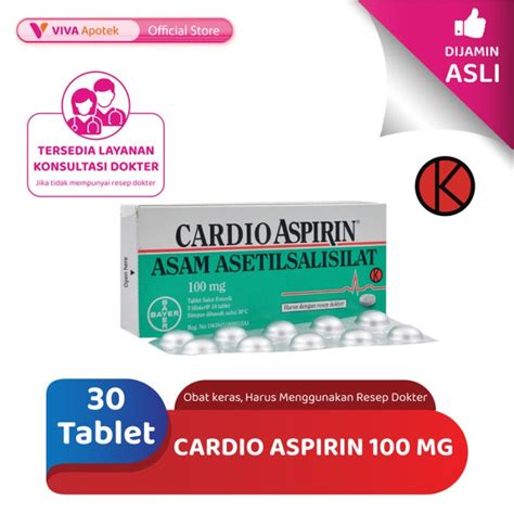 Jual Cardio Aspirin 100 Mg Pengencer Darah 30 Tablet Jakarta Barat Viva Apotek Official