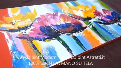 Quadro Moderno Dipinto A Mano Con Fiori Astratti Youtube