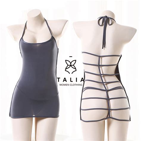 Backless Nightdress Slip Pajamas Baju Tidur Malam Seksi Lingerie Sleepwear Pyjamas Nightwear