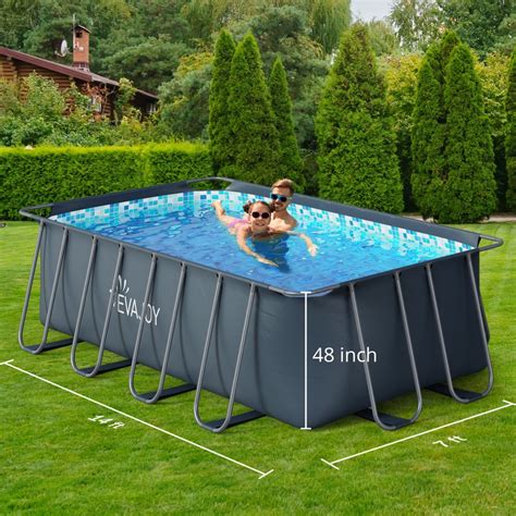 EVAJOY Metal Frame Rectangular Above Ground Pool - PoolSupplies.com