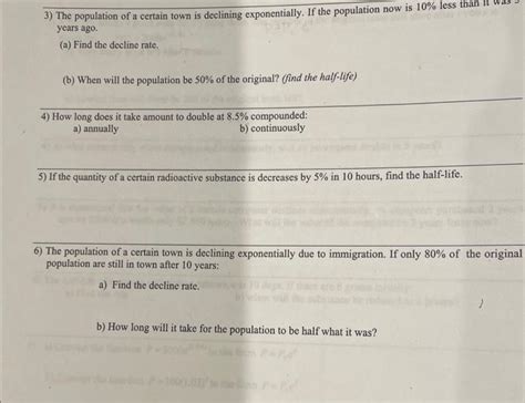 3 The Population Of A Certain Town Is Declining Chegg