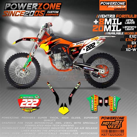 PowerZone Custom Team Graphics Backgrounds Decals 3M Stickers Kit For