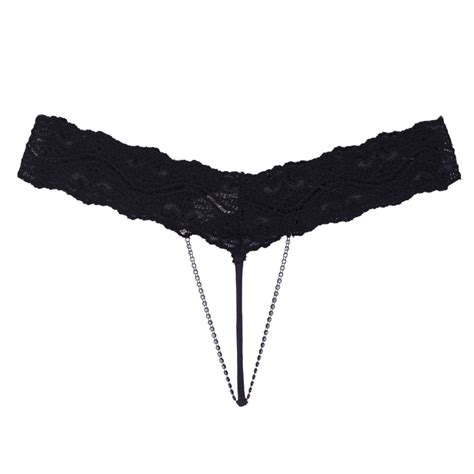 Calcinha De Renda Aberta Com Corrente De Strass Sensuallelingerie