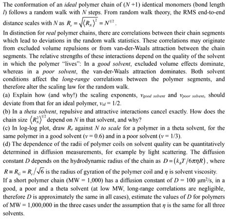 SOLVED Mainly Parts C And D The Conformation Of An Ideal Polymer