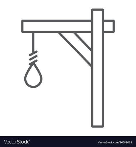 Gallows Thin Line Icon Hang And Knot Rope Sign Vector Image