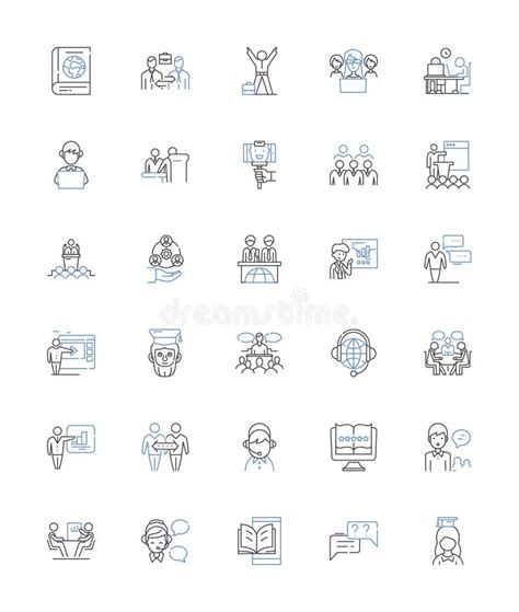 Mentoring Line Icons Collection Guidance Coaching Support