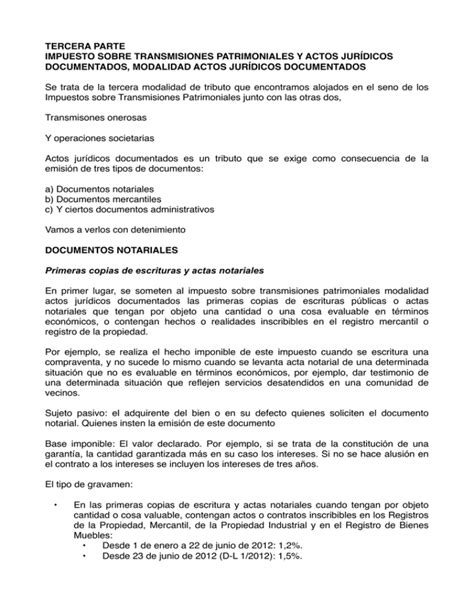 Tercera Parte Impuesto Sobre Transmisiones Patrimoniales Y Actos