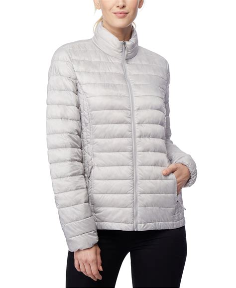 32 Degrees Womens Silver Packable Down Puffer Coat Jacket