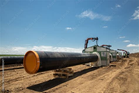 Construction of gas pipeline. New energy pipeline construction Stock Photo | Adobe Stock