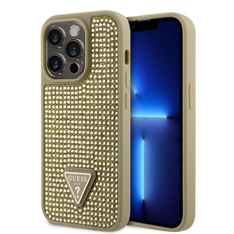 Guess Rhinestones Triangle Metal Logo Kryt Pro Iphone Pro Gold