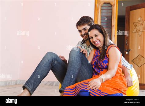 2 Indian Married Couple Sitting Home Enjoy Stock Photo Alamy