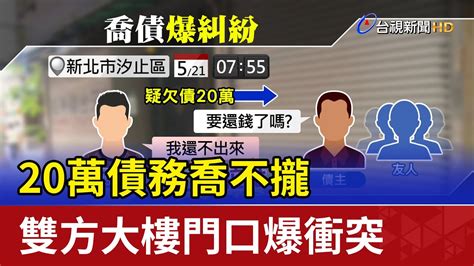 20萬債務喬不攏 雙方大樓門口爆衝突 Youtube