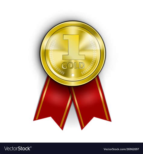 Realistic Award Medal Winner Champion Gold Medal Vector Image