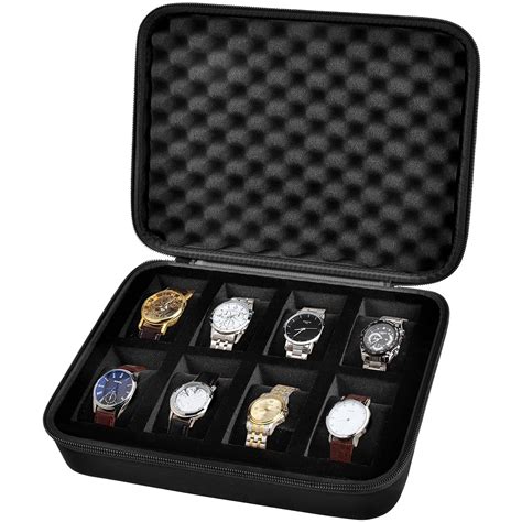 8 Slots Watch Box Organizer Men Watch Display Storage Case Fits All Wristwatches And Smart