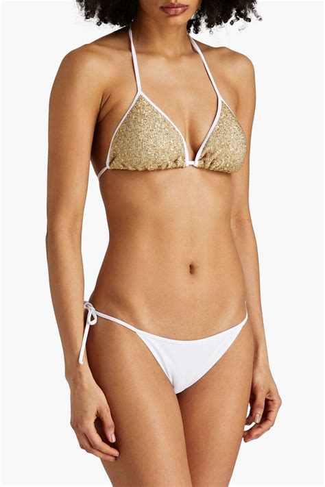 Gentryportofino Triangel Bikini Aus Strick Mit Pailletten The Outnet