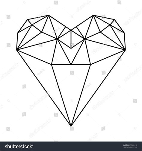 Diamond Shaped Heart Blackwhite Stock Vector 633439112 Shutterstock