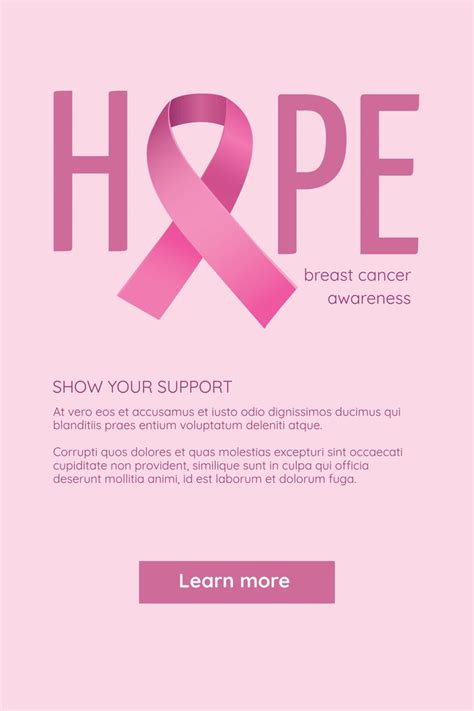 Breast Cancer Awareness Poster With Pink Ribbon And Hope Message From