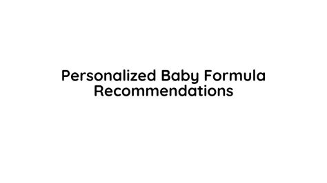 Personalized Baby Formula Recommendations