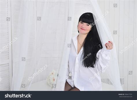 Romantic Sexy Brunette Woman Posing White Stock Photo Shutterstock