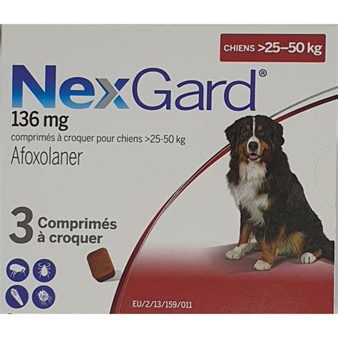 Nexgard 136mg Chiens 25 50kg Boîte de 3 comprimés